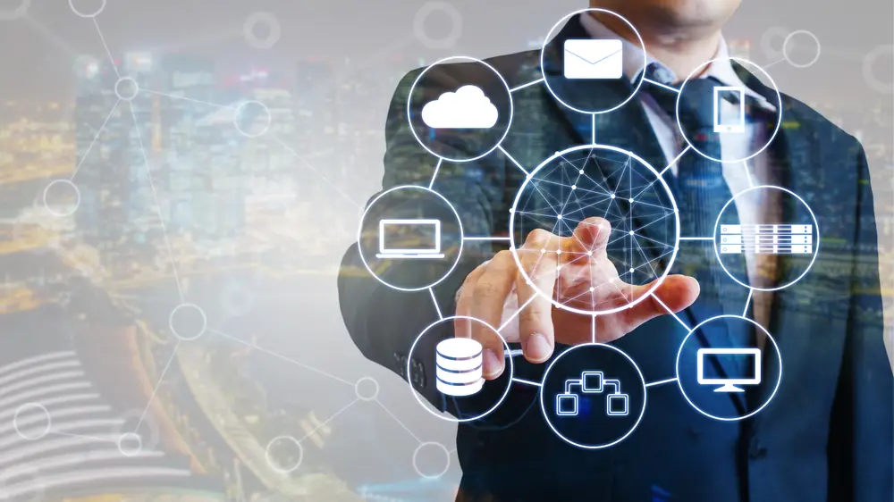 Network diagram of connected devices, cloud and servers